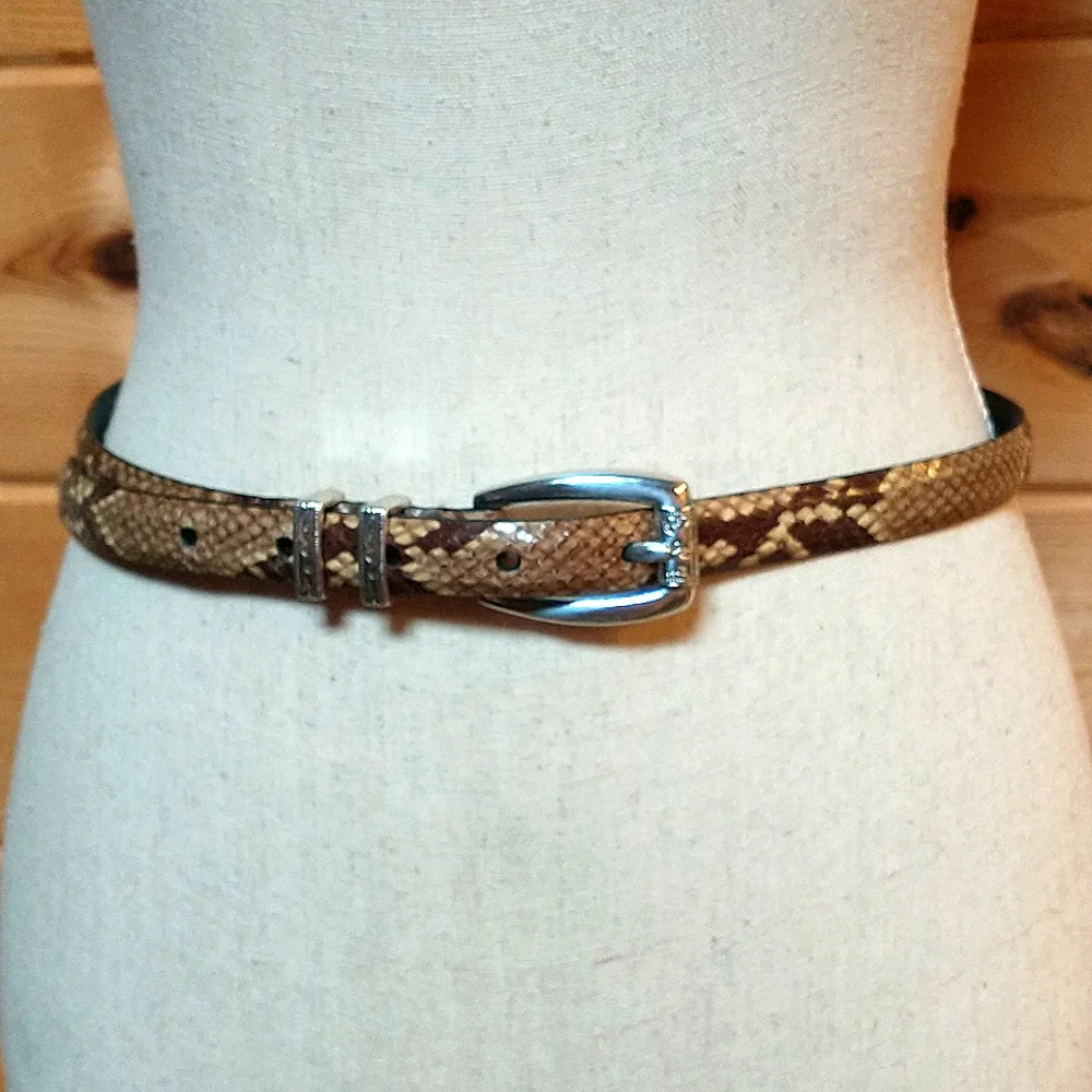 Brighton C3618 Snake Skin Belt With Decorative Silver Buckle & Hardware